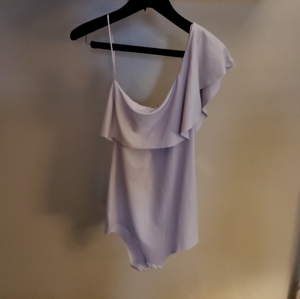 ZARA Lilac One Shouldered Ruffle Body Suit